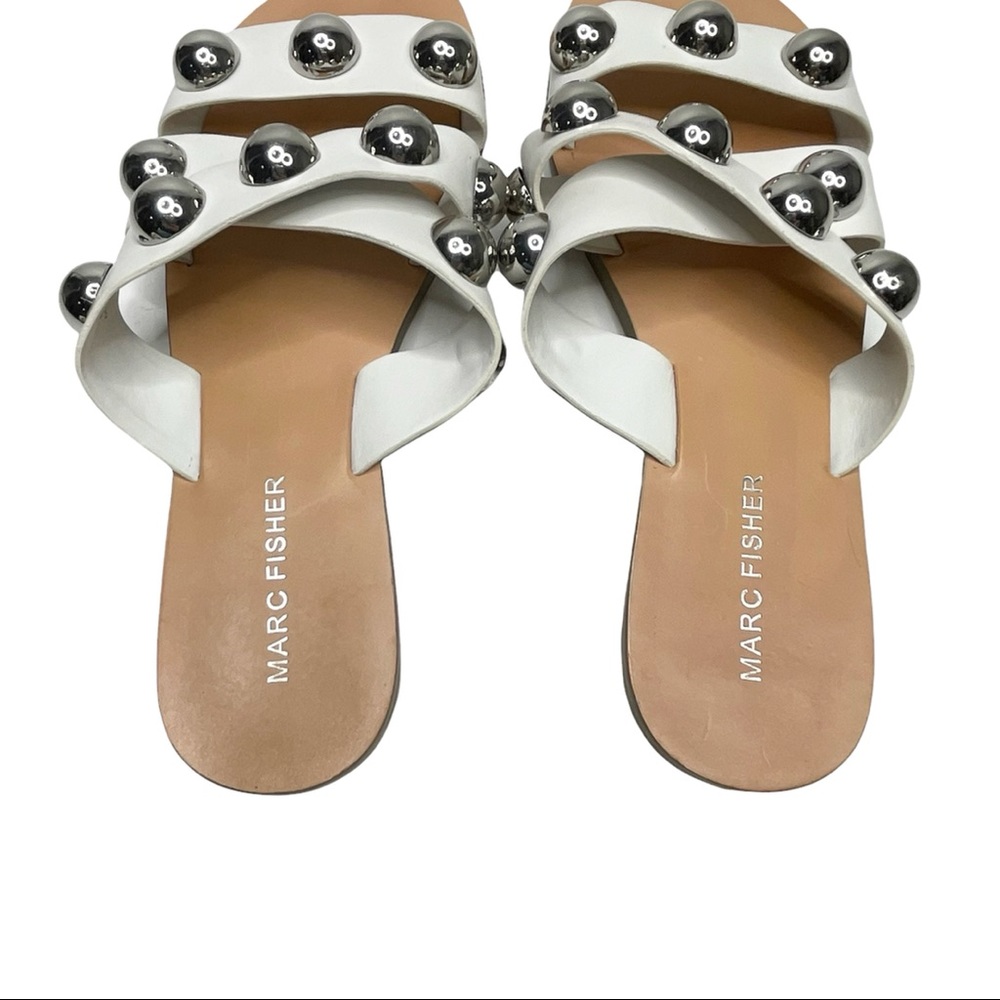 Marc Fisher Bryte White Studded Sandals - Picture 5 of 9